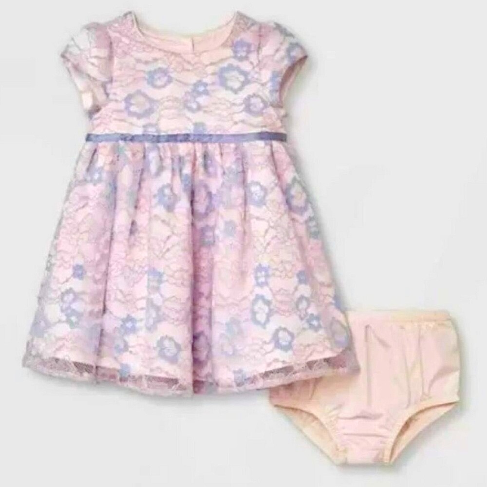 Mia & Mimi Pink/Blue 2 piece Lace Dress Set NWT